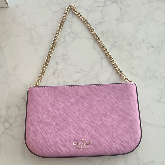 kate spade Handbags - Kate Spade pochette saffiano leather berry cream